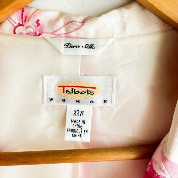 Talbots Floral SILK White Pink Blazer 22W PLUS SIZE - Picture 3 of 7